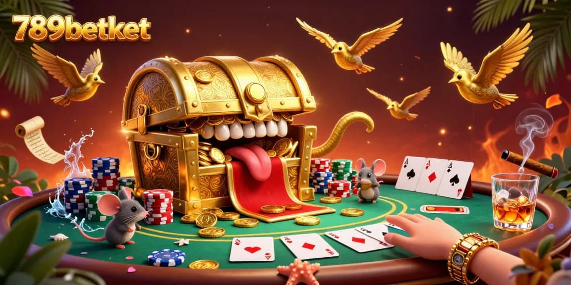 Experience excitement with 789betket as adventurer mice discover treasure in a vibrant casino scene.