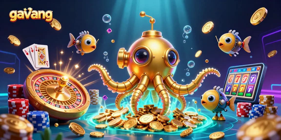 Engage with gavang's thrilling sea of golden coins and vibrant casino elements.