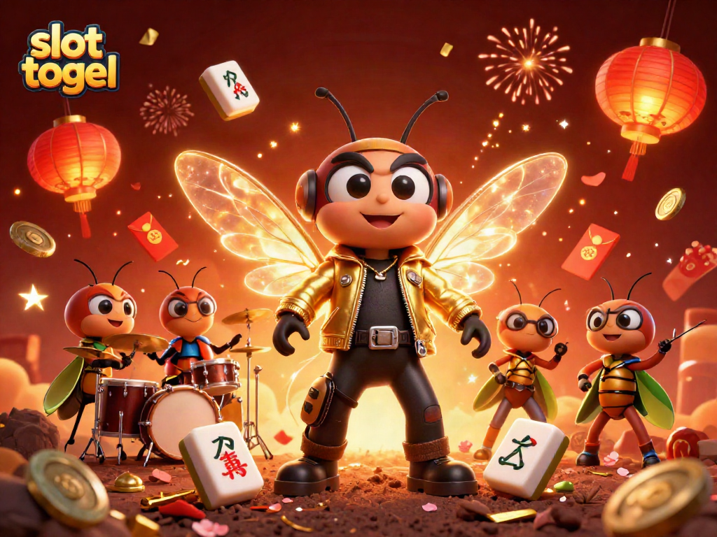 Engage with slot togel excitement in a vibrant 3D casino-themed scene featuring festive characters and elements.