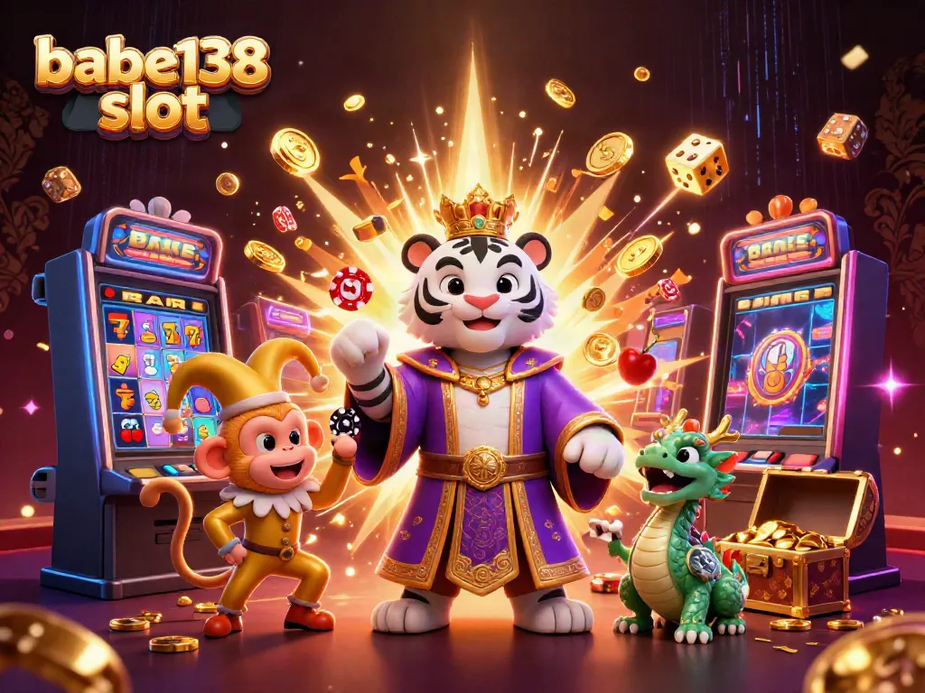 Permainan babe138 slot yang menarik dengan harimau putih dan mencolok di latar belakang jackpot.