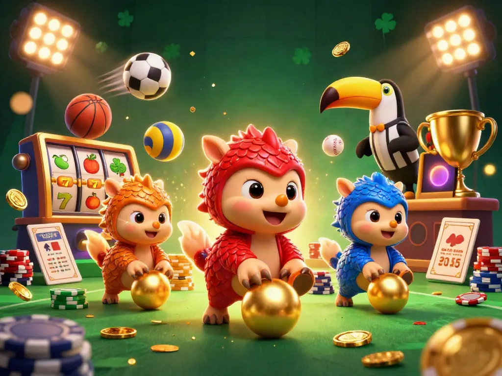 luxury111 animates a thrilling slots showdown between cartoon pangolins amidst dazzling casino elements