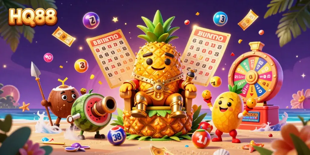 Feel the excitement at HQ88 with vibrant children's games and dynamic prizes on a beautiful beach.