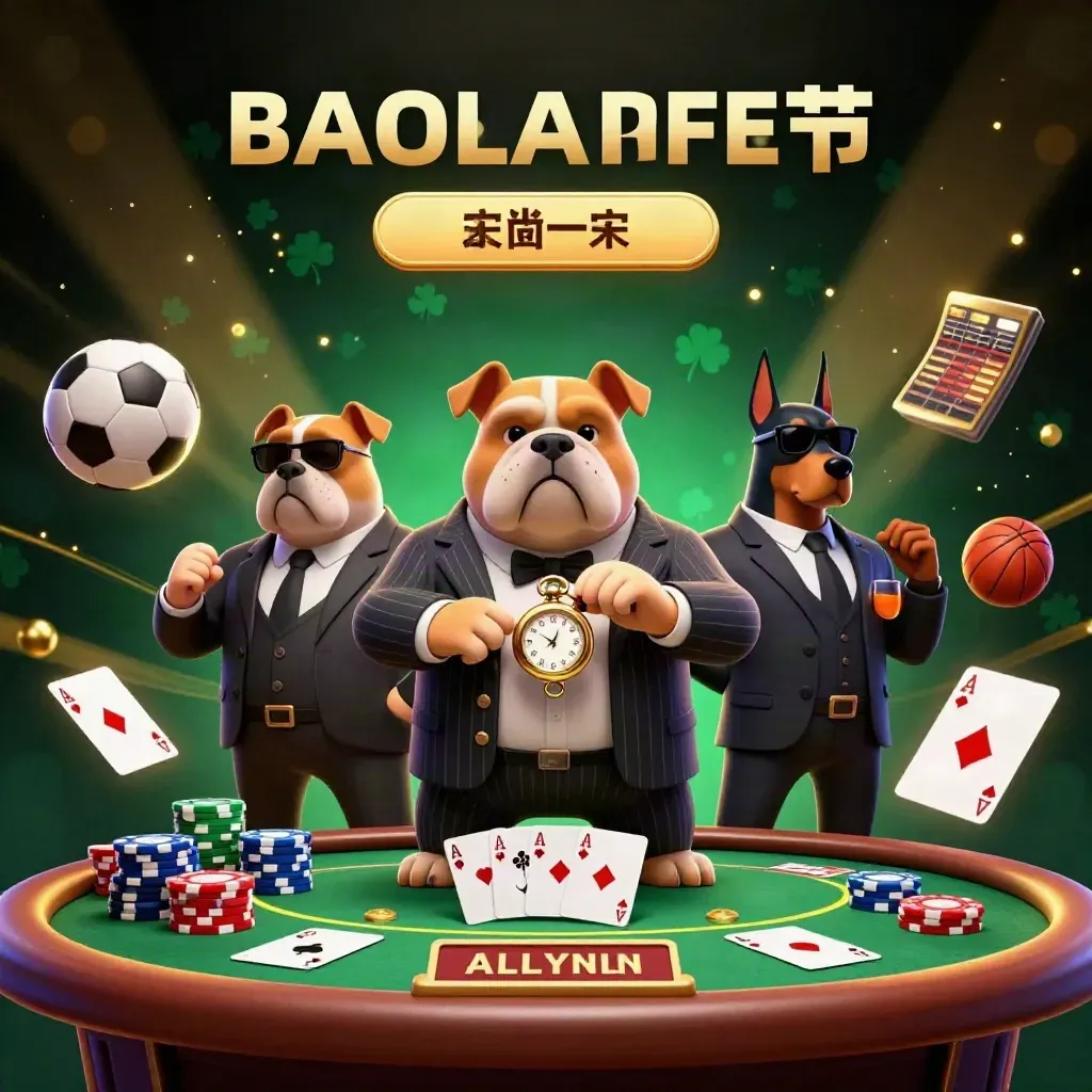 Bulldog boss and Doberman bodyguards amid cards, chips, sports bets, and emerald casino glow.