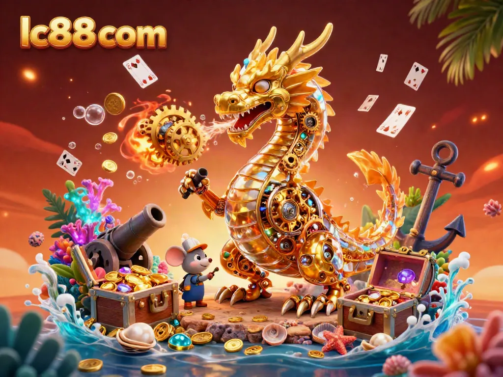Experience thrilling gameplay at lc88 com with a vibrant undersea adventure featuring a golden dragon and treasure.