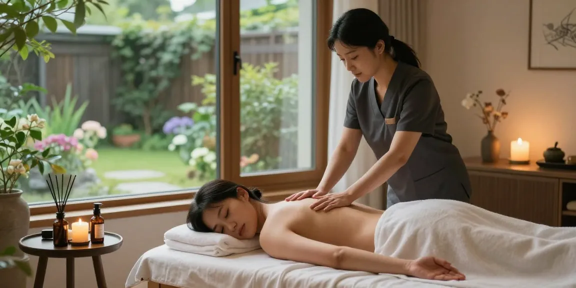 Professional 은평구출장마사지 in serene home spa setting, showcasing relaxation and wellness.