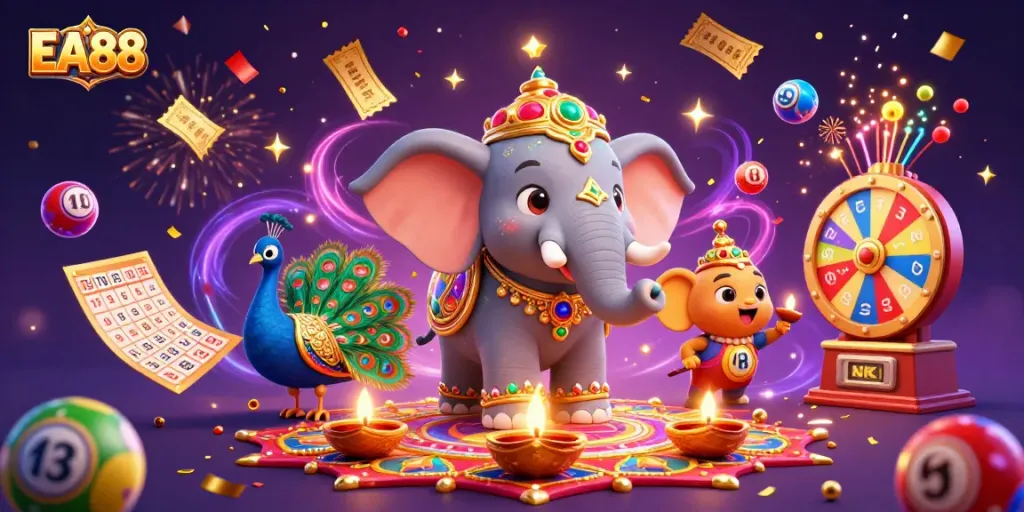 Experience the excitement of EA88 with vibrant casino-themed elements and engaging characters in a dynamic scene.