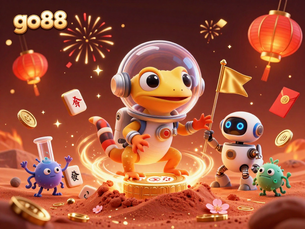Experience the thrilling atmosphere of go88's golden casino, brought to life in a vibrant 3D scene.