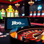 Experience the thrill of jbo.com with vibrant casino elements and poker chips in an elegant setting.