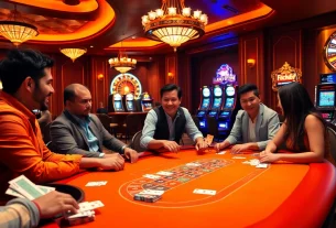 Experience the thrill of F168 love at a luxurious casino gaming table filled with poker action.