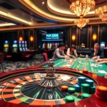 Exciting casino action at nk88 with players enjoying roulette and poker.