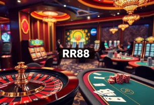 Engaging scene at Nhà Cái RR88 showcasing vibrant casino tables and thrilling gameplay.