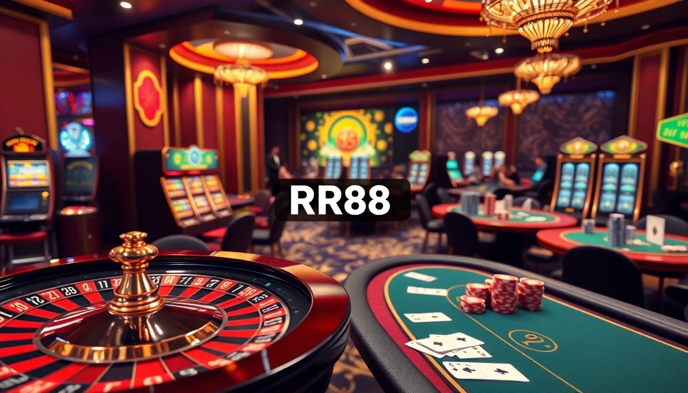 Engaging scene at Nhà Cái RR88 showcasing vibrant casino tables and thrilling gameplay.