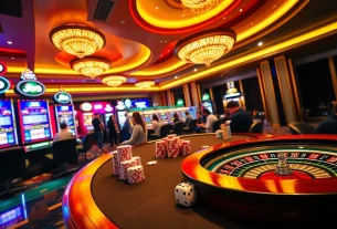 Exciting j88 casino experience featuring vibrant tables and slot machines.