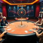 Exciting online gambling scene showcasing nha cai uy tin poker players and luxurious casino elements.