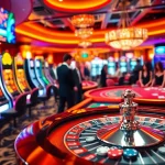 Experience the excitement of casino gaming as players engage around poker tables in a vibrant 7m atmosphere.