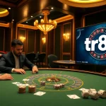 Experience the thrill of tr88 at a luxurious casino table with poker chips and cards.