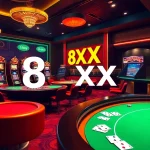 Experience the thrill of online gambling at 8XX with vibrant casino tables and exciting gameplay.