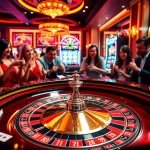 Exciting players at an ax88 casino table enjoying high-stakes gambling with roulette.
