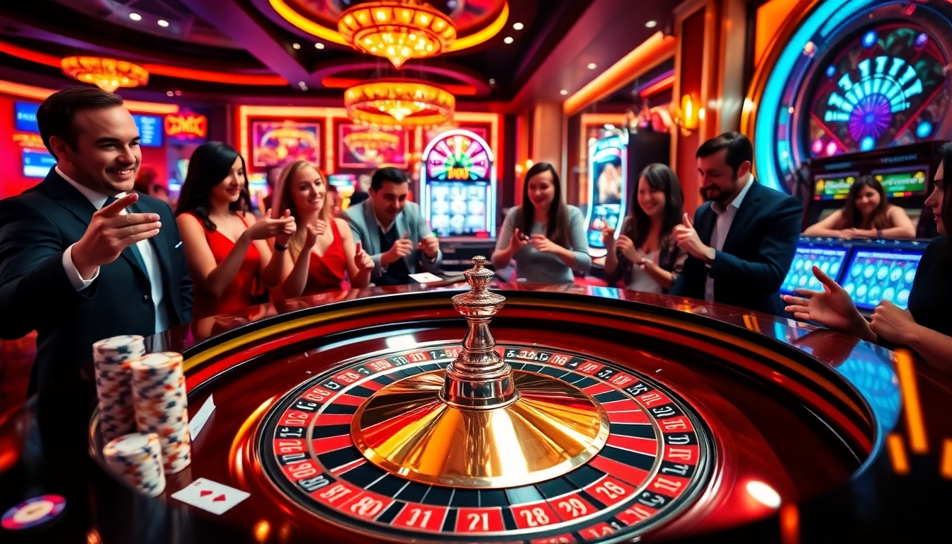 Exciting players at an ax88 casino table enjoying high-stakes gambling with roulette.