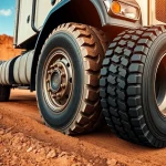 High-performance Double Coin RR99 tires showcased on rugged terrain for mixed-service applications.