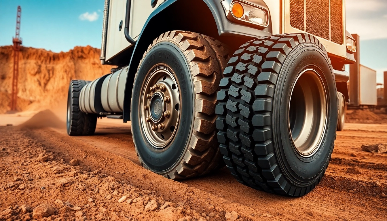 High-performance Double Coin RR99 tires showcased on rugged terrain for mixed-service applications.