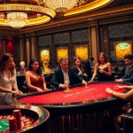 Experience the excitement of Hubet with players winning at a glamorous casino table surrounded by vibrant slot machines.