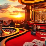 Players engaging in a thrilling GA888 casino game with vibrant poker chips and roulette wheel.