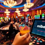 Mibet players enjoying lively gambling action at a vibrant casino with exciting games.