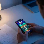 Engaging mobile gaming scene of RIKVIP showing a player focused on blackjack strategy.