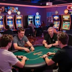 G88 online gaming environment with diverse players enjoying various games, vibrant neon lights, and high-tech interfaces creating an engaging atmosphere.
