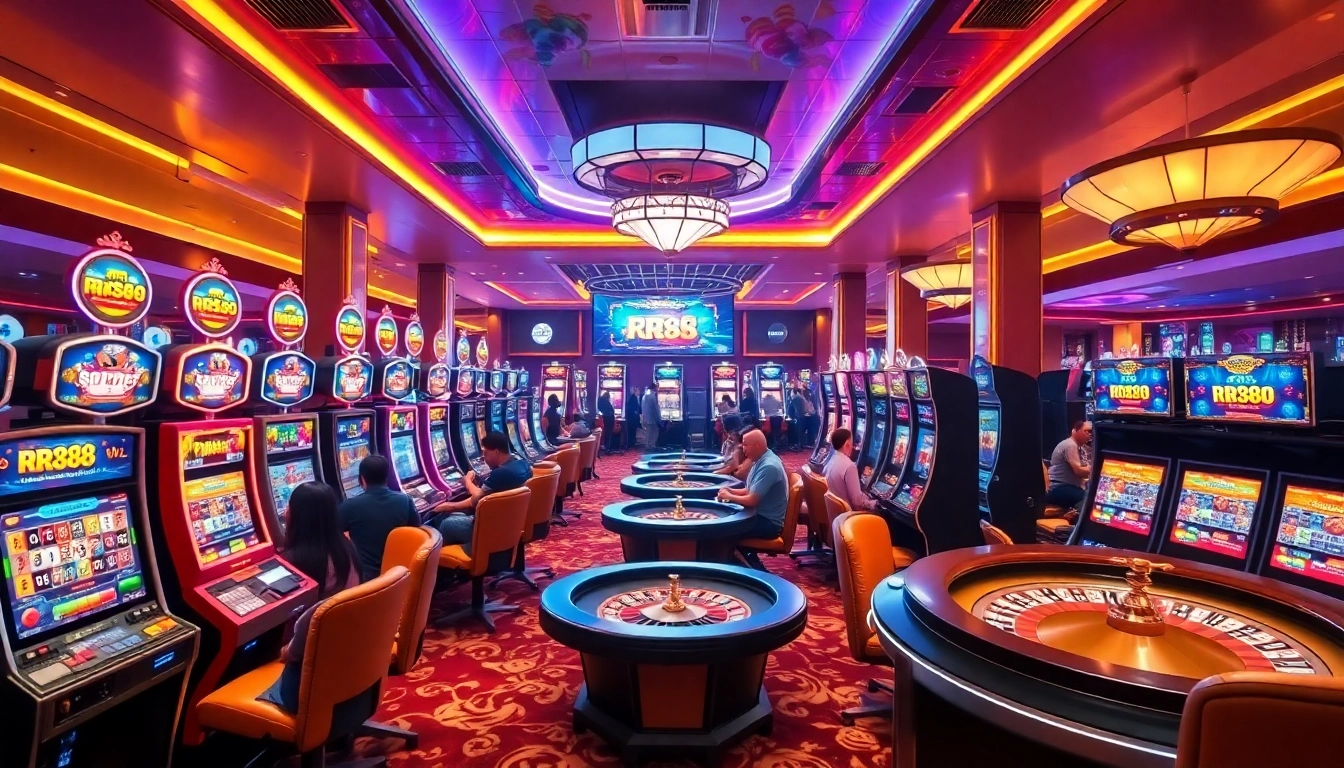 Experience RR88's vibrant gaming atmosphere with players enjoying diverse casino games.
