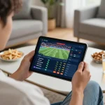 Engaging online betting action on a tablet showcasing 789wincom sports odds, creating a vibrant home gaming experience.