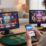 Playing thrilling games on the 88vvgo online casino app with an engaging home setup.