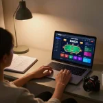 DAGAGO online gaming scene with a player engaged in a high-stakes poker game