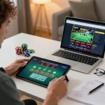 Engaging with 13win online casino on a tablet, showcasing interactive live dealer games.