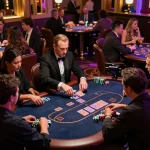 Players enjoying a high-stakes poker game at TR88 casino, capturing the excitement and atmosphere of luxury gaming.