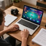Engaged player exploring kkwin online poker, highlighting strategy and excitement in gaming.