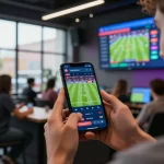 A person engaging with live odds on the keonhacaii88 platform, showcasing intense moments in sports betting.