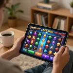 Experience exciting 789win nổ hũ gameplay on a tablet in a cozy home setting.