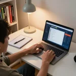 Person betting online at tylekeonhacai88 with strategic notes, showcasing a responsible gaming environment.