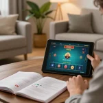 Player strategizing their next move on U888 tablet during online casino gameplay.