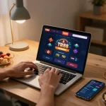 Player strategizing on TR88 casino app during a relaxed home session.