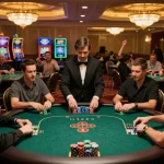 Experience the excitement of SC88 poker night with players at a luxury casino table surrounded by vibrant chips.