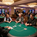 Engaging poker game scene at Trang chủ DU88 casino, showcasing players in action with a professional dealer.