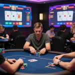 FC88 players engaged in online poker strategy session with dynamic gameplay visuals.