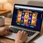 Engaging gameplay on fly88 casino platform at home with dynamic slot reels and betting setup