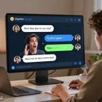 Engaging ai porn chat interface with a lifelike AI character in a cozy atmosphere