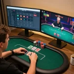 Engaging online poker gameplay with intense focus on tr88 strategy and live dealer action.