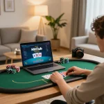 Engaging gameplay on Hitclub's online poker platform in a cozy home setting
