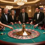 Experience the thrill of betting at a roulette table with fly 88 chips and players focused on winning.